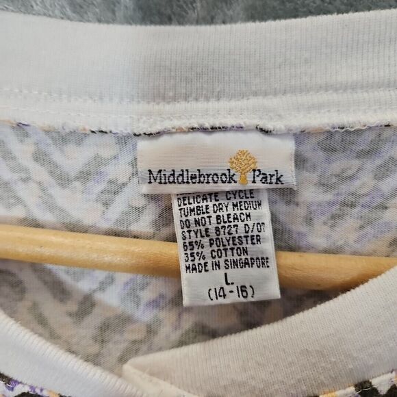 Middlebrook Park Herringbone Top Sz Lg polyester cotton Singapore 1/2 button up - Picture 2 of 8